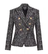 Balmain Tweed Jacket Structured Cinched Waist In Black