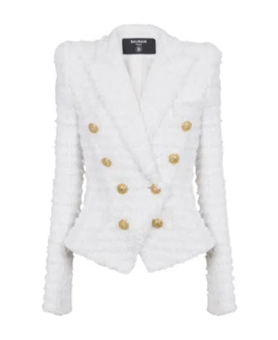 Balmain Jolie Madame Tweed Blazer In White
