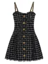 Balmain Chain-detail Checked Tweed Minidress In Black