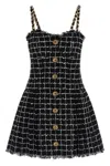 Balmain Chain-detail Checked Tweed Minidress In Green