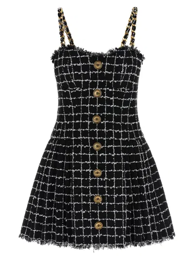 BALMAIN TWEED DRESS DRESSES BLACK