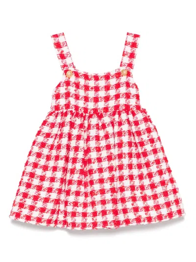 Balmain Babies' Tweed Dress In Red