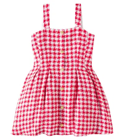 Balmain Kids' Tweed Gingham Dress In White