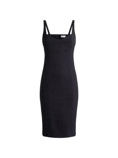 Balmain Tweed Dress With Spaghetti Straps In Blue