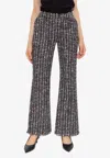 Balmain Mid Rise Tweed Flared Trousers In Gray