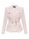 Balmain Tweed Frayed-edge Blazer In Pink