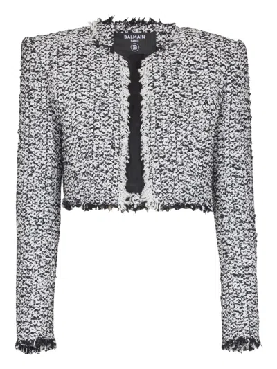 BALMAIN TWEED FRINGED JACKET
