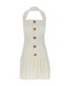 Balmain Halterneck Tweed Mini Dress In White