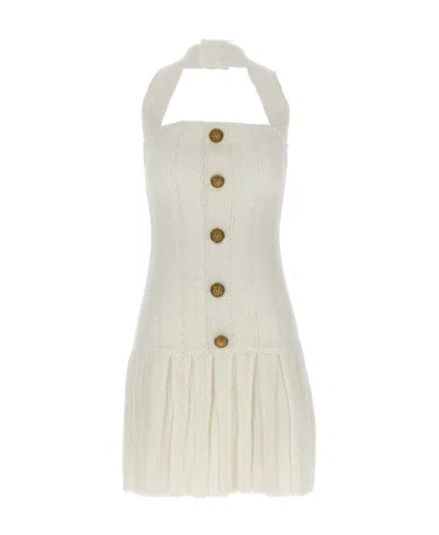 Balmain Tweed Halterneck Minidress In White