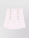 Balmain Tweed High Waist Buttoned Mini Skirt In White