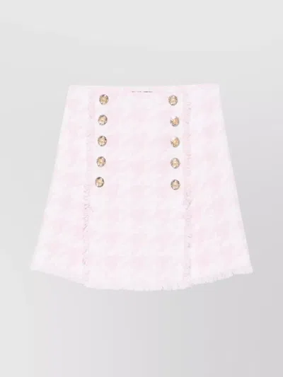 Balmain Tweed High Waist Buttoned Mini Skirt In White
