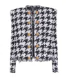 Balmain Tweed Houndstooth Jacket In Multi