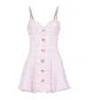 Balmain Strappy Houndstooth Tweed A-line Dress In Pink