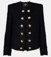 Balmain Tweed Jacket With Frayed Edges And Gold-tone Buttons