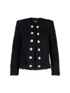 Balmain Tweed Jacket With Frayed Edges And Gold-tone Buttons