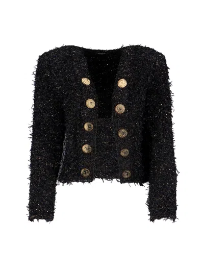 Balmain Tweed Jacket In Black