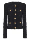 Balmain Buttoned Tweed Jacket In Black