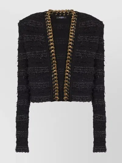 BALMAIN TWEED JACKET FEATURING CHAIN ACCENTS