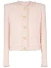 Balmain Five-button Tweed Jacket In Pink