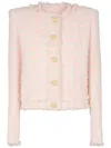 Balmain Five-button Tweed Jacket In Pink