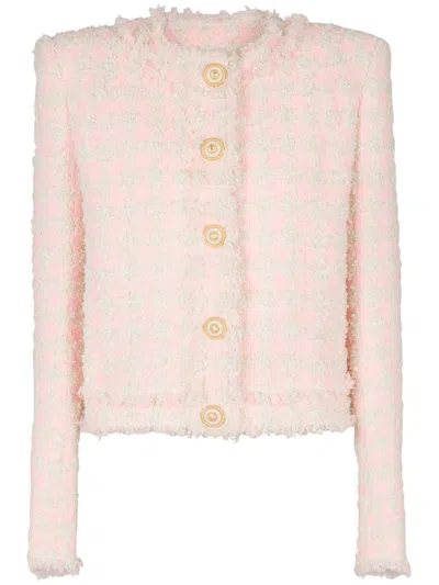 Balmain Five-button Tweed Jacket In Nude