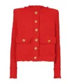 Balmain Buttoned Tweed Jacket In Red