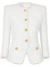 Balmain White Structured Blazer With Buttons And Pockets In White