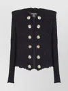 Balmain Tweed Jacket With Frayed Edges And Gold-tone Buttons
