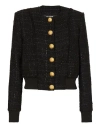 Balmain Button-front Tweed Blouson Jacket In Black
