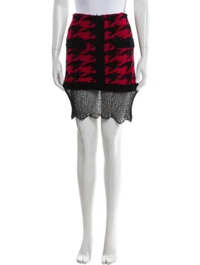 Pre-owned Balmain Tweed Knee-length Skirt In Red