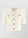 Balmain Cardigan Tweed Plumetis Sweaters And Cardigans White In Neutral
