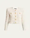 Balmain White Crewneck Cardigan With Jewel Buttons In White Gold