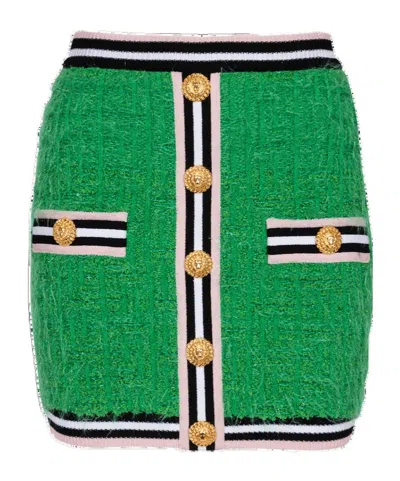 Balmain Tweed Knit Miniskirt In Nude