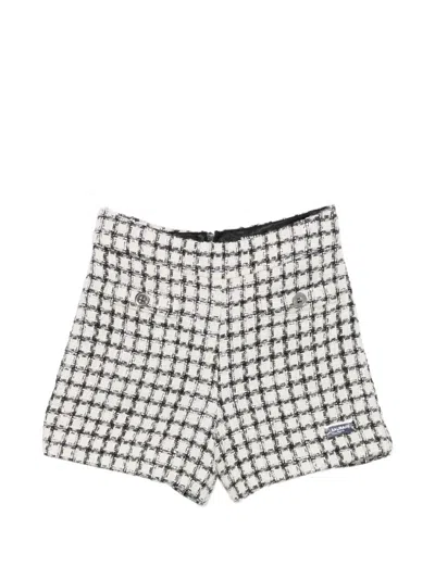 Balmain Kids' Tweed Logo-plaque Shorts In Gray