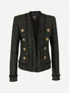 Balmain Double-breasted Tweed Jacket In Black