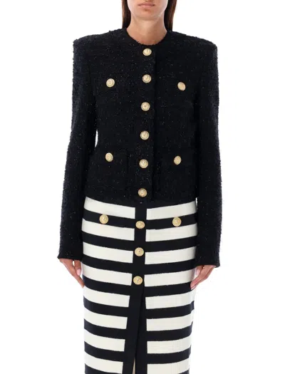 Balmain Tweed Lurex Jacket In Black