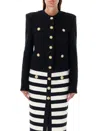 Balmain Buttoned Tweed Jacket In Noir