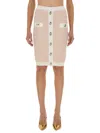 Balmain Textured Fabric Midi Skirt With Button Detailing