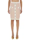 Balmain Tweed Midi Skirt In Multi