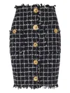 Balmain Tweed Midi Skirt High Waist Buttons In Multi