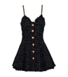 Balmain Chain-straps Polka Dot Tweed Mini Dress In Black