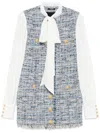 Balmain Cotton-blend Tweed Minidress In Blue