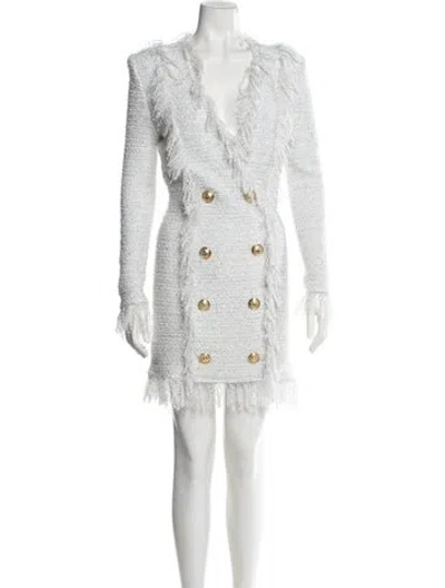 Pre-owned Balmain Tweed Mini Dress In Brown