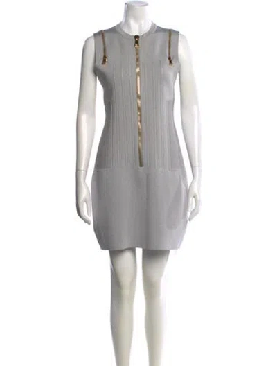 Pre-owned Balmain Tweed Mini Dress In Gray