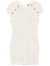 Balmain Mini Dress In Tweed Fabric In White