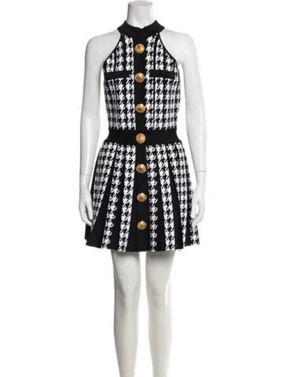 Pre-owned Balmain Tweed Mini Dress In White