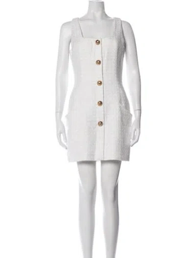 Pre-owned Balmain Tweed Mini Dress In White