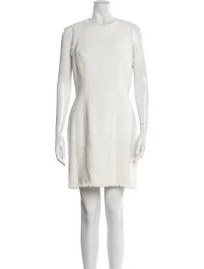 Pre-owned Balmain Tweed Mini Dress In White