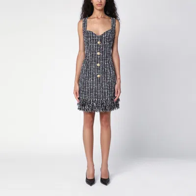 Balmain Tweed Mini Dress With Buttons In Black