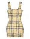 Balmain Tweed Mini Dress In Yellow